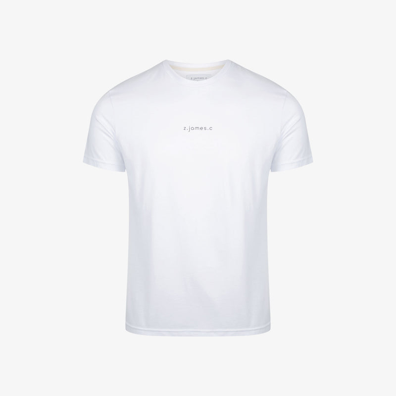 A white regular T-shirt by the fashion brand z.james.c. Made from 100% cotton in Italy featuring a logo print on the chest.